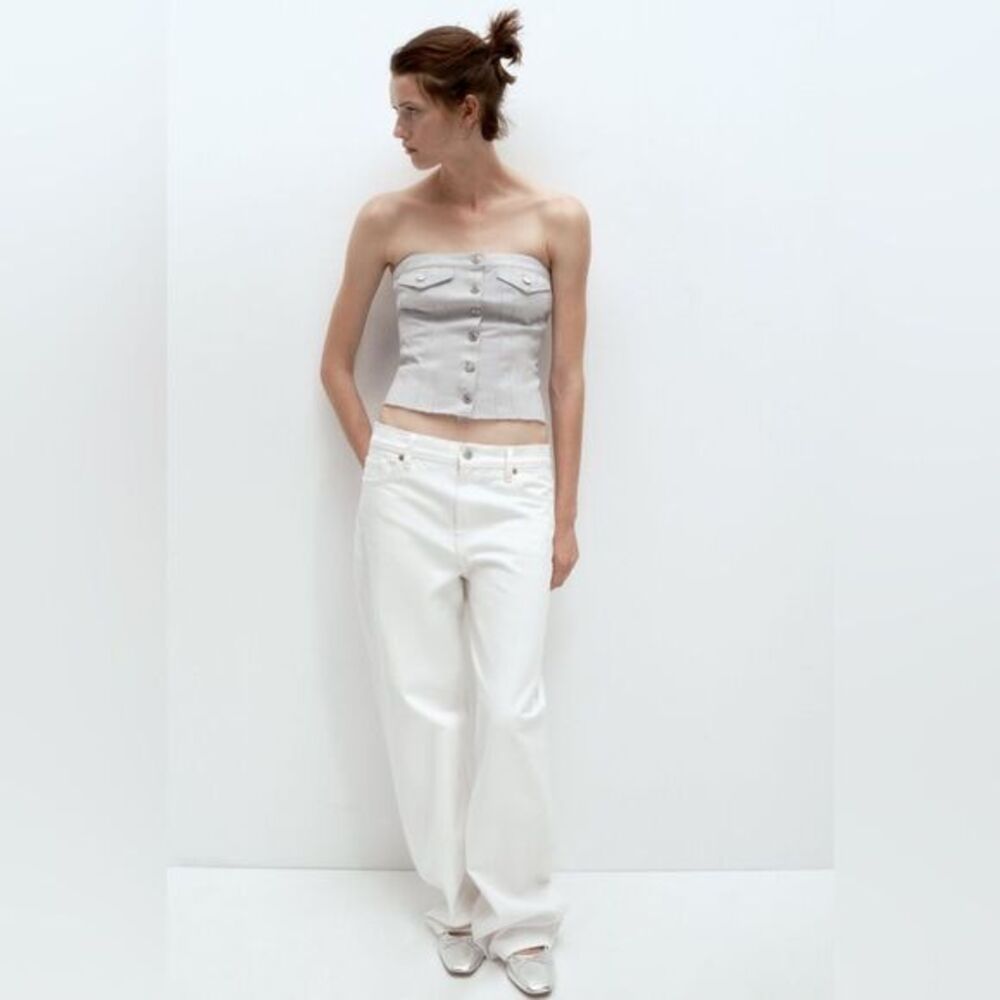 ZARA Button Front Tube Top NWT